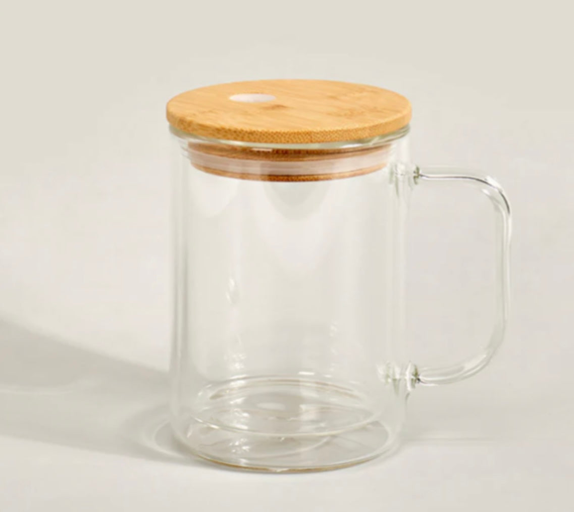 Glass snowglobe glitter mug